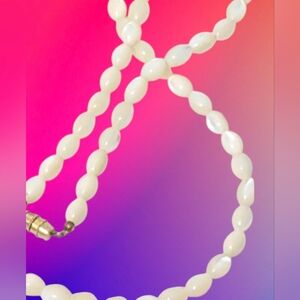 Balamuti Mother of Pearl Polished Oval Bead Necklace, Antique 20's